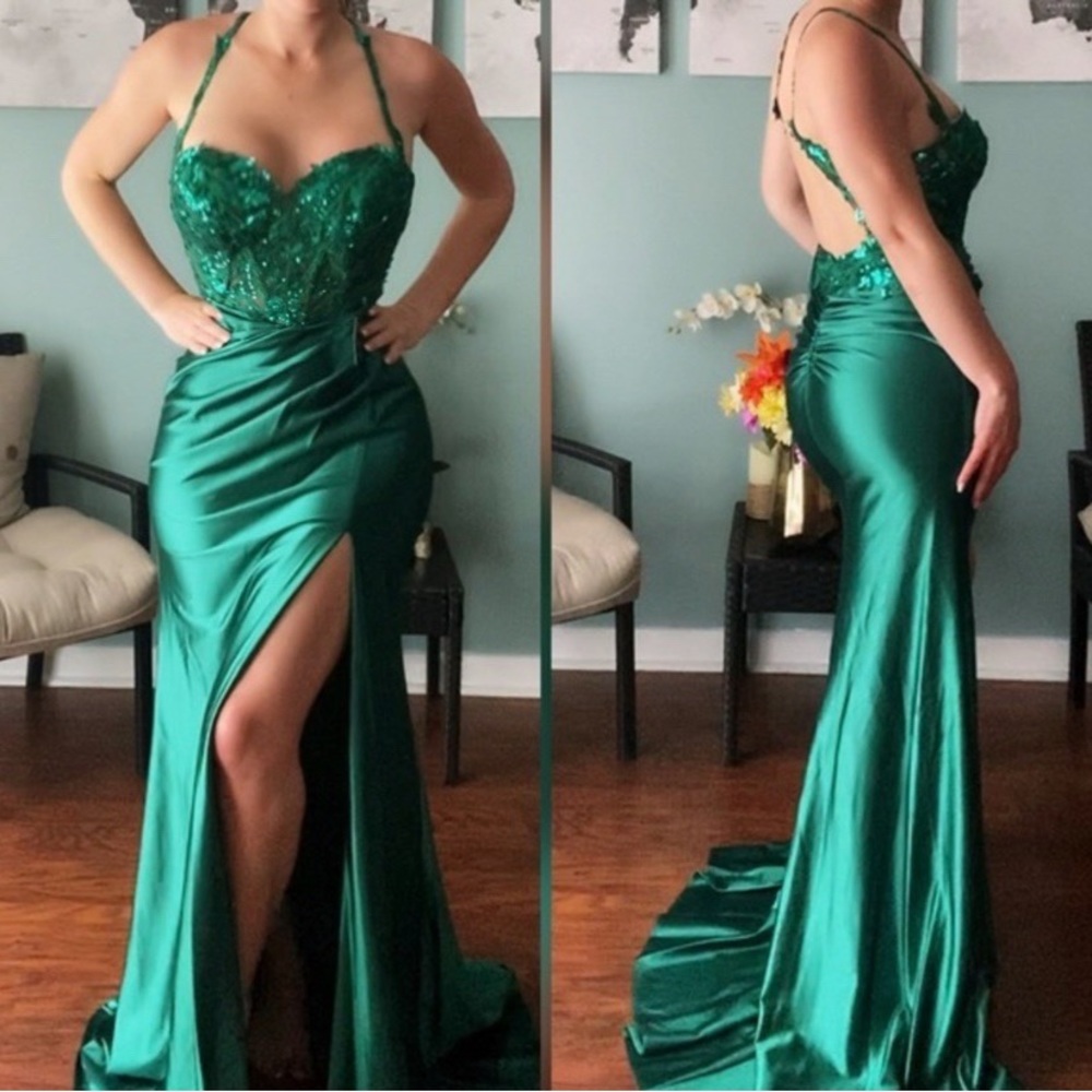 Emerald green formal dress